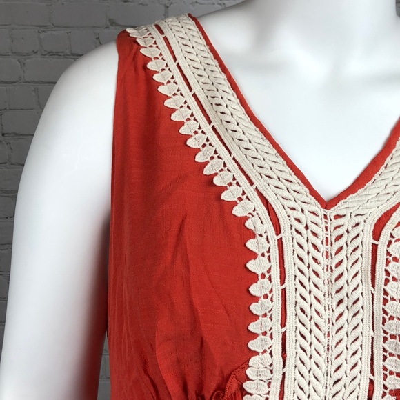 NY Collection Orange Crochet Trim Maxi Dress 3XP - Picture 5 of 7